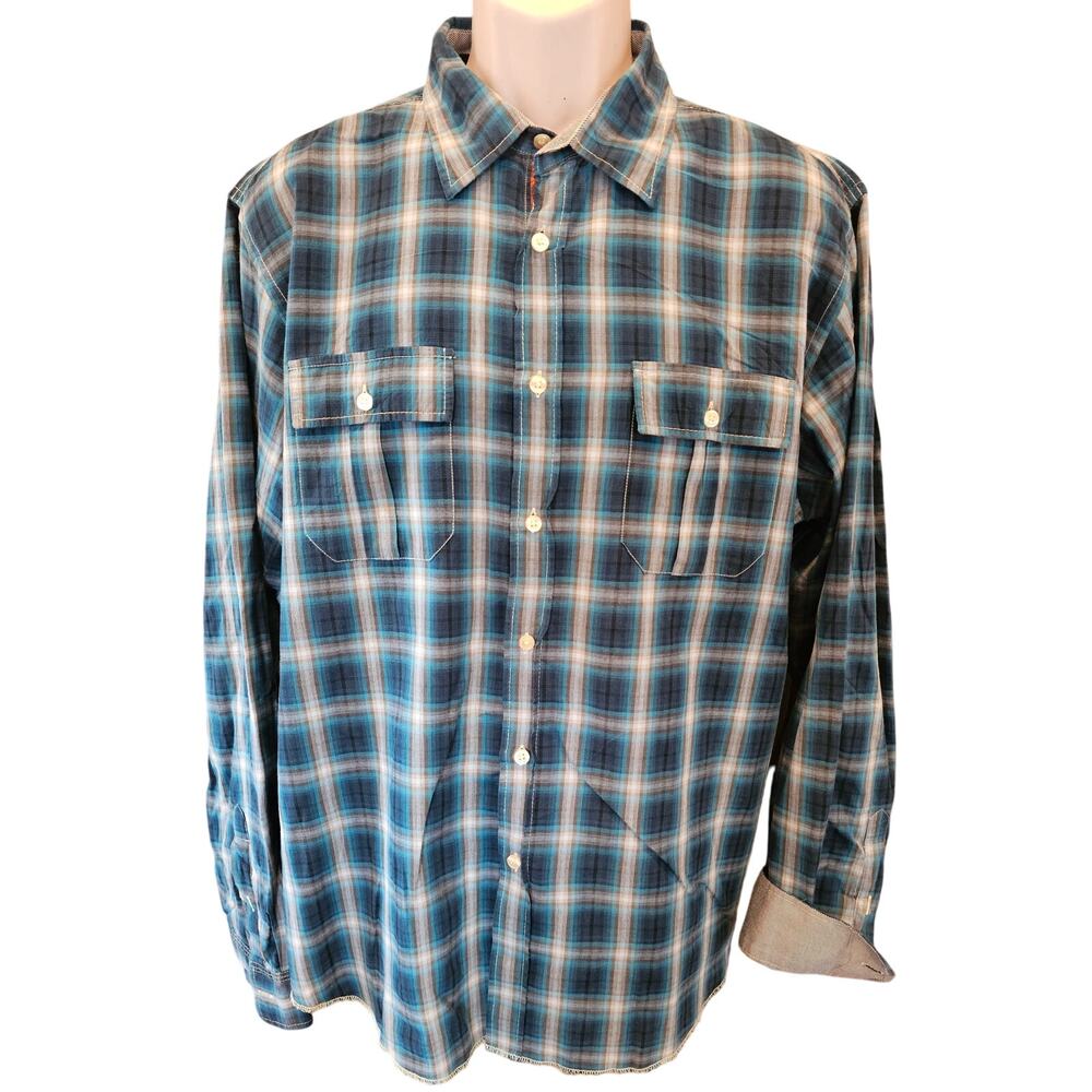 Made in turkey Atelier shirt by shirt XL blue check long sleeve casual preppy